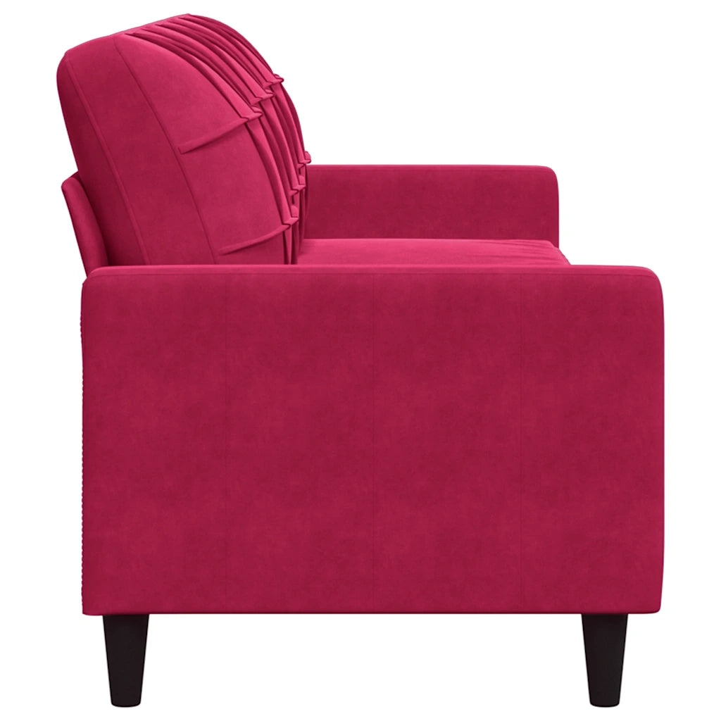 vidaXL Divano a 3 Posti Rosso Vino 210 cm in Velluto
