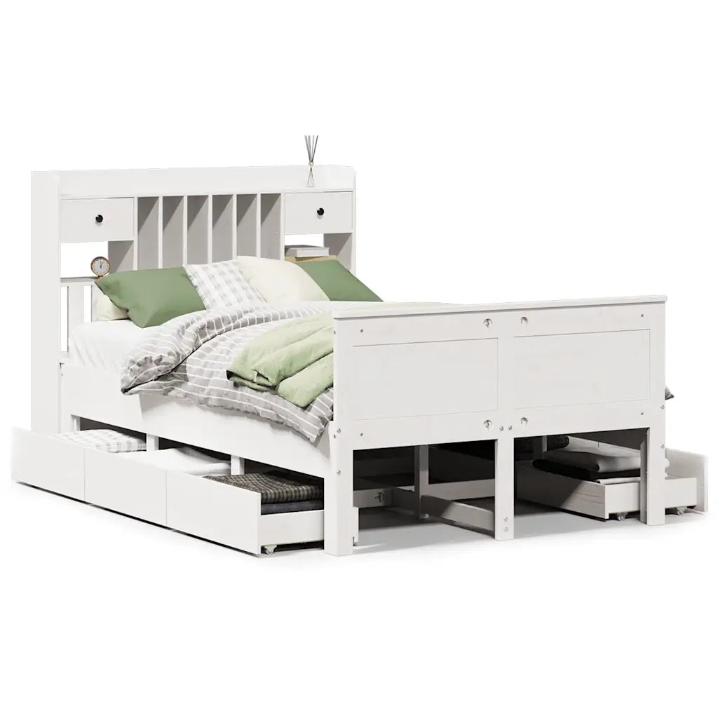 Letto Libreria senza Materasso Bianco 135x190 cm Legno di Pino 3308937