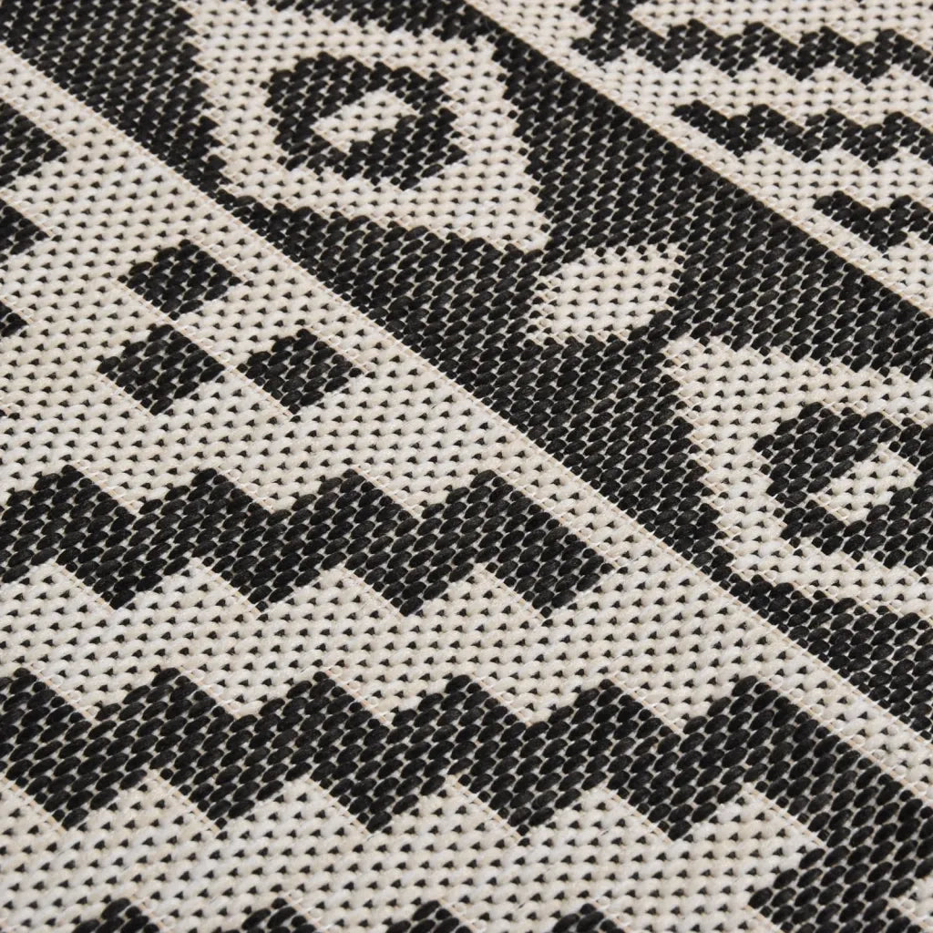 Tappeto da Esterni a Tessitura Piatta 160x230 cm Strisce Nere 340853