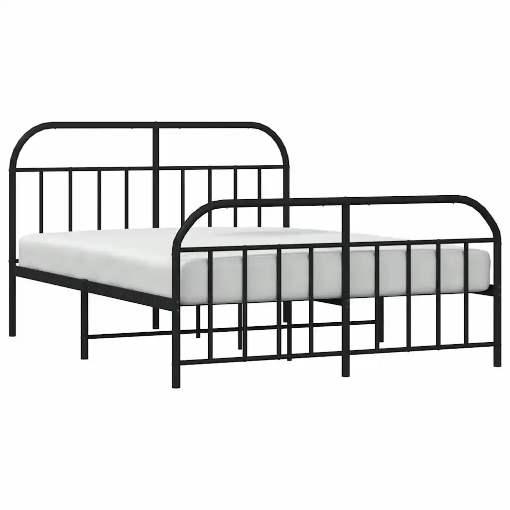 Giroletto con Testiera e Pediera-Struttura Letto Metallo Nero 150x200 cm 266478