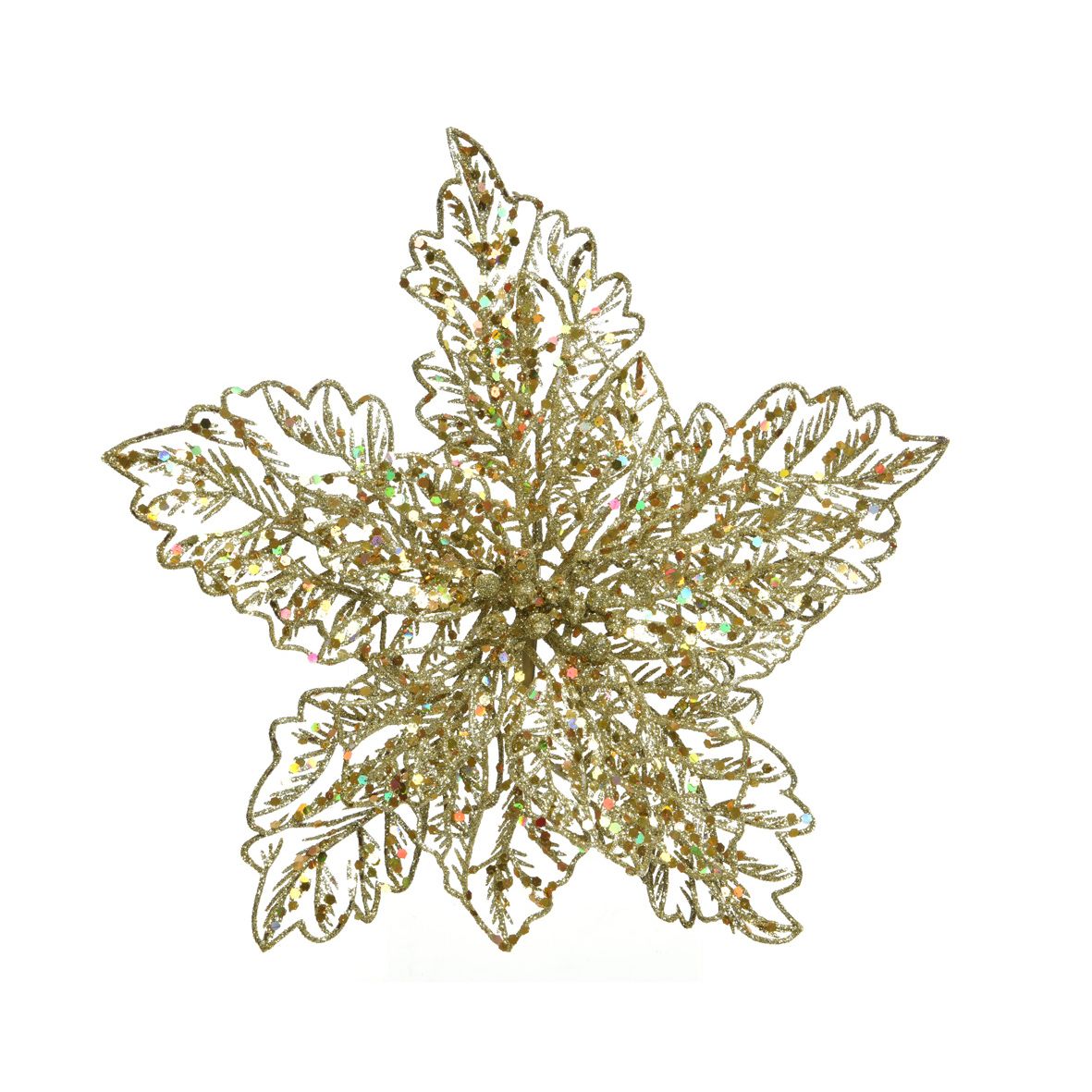 Poinsetta Glitter Oro 10 Cm