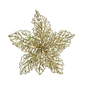 Poinsetta Glitter Oro 10 Cm