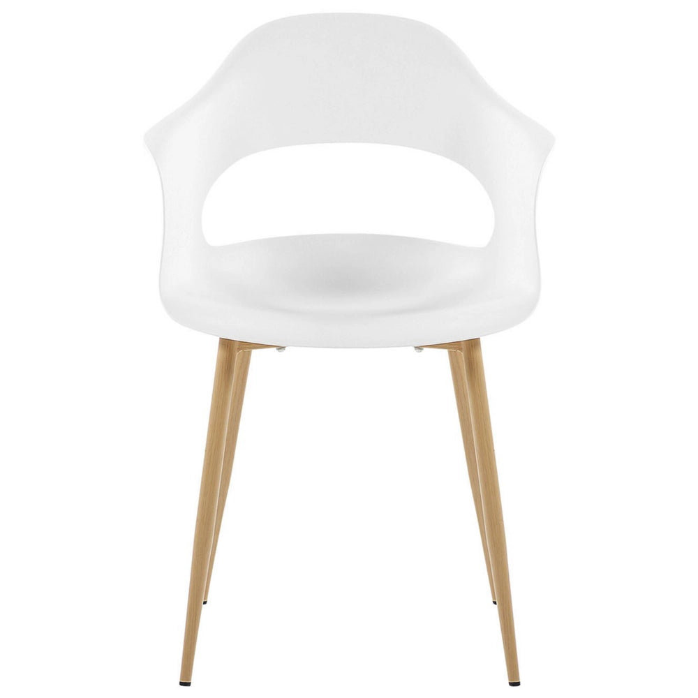 Set di 2 sedie da pranzo bianche in materiale sintetico con gambe eleganti decorative