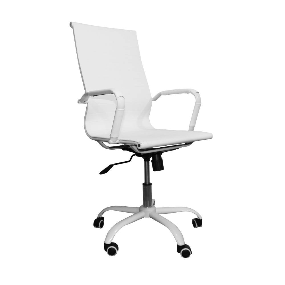 Poltrona da ufficio Nuvia con schienale ergonomico e ruote colore bianco H105