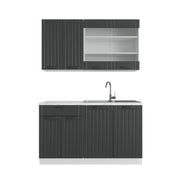 Cucina completa Fame-Line Antracite rustico/Bianco 140 cm, PL Marmo Vicco