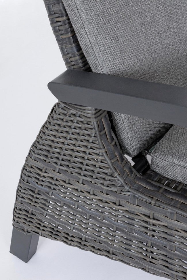 Lettino con Cuscini Britton Antracite in Alluminio