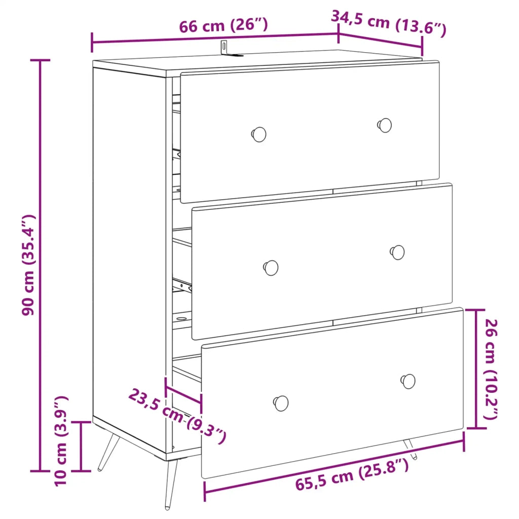Mobile con Cassetti Grigio Sonoma 66 x 34,5 x 90 cm 895531