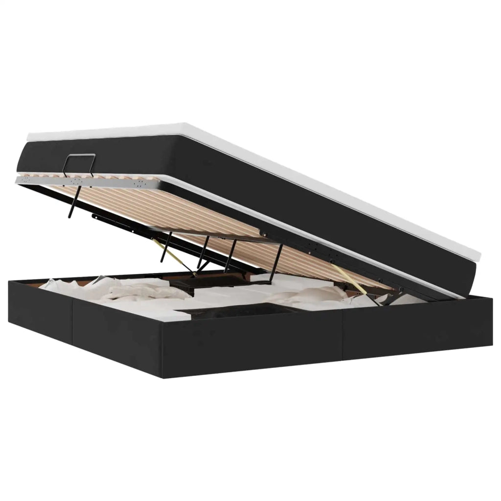 Letto con contenitore e materasso Nero 180 x 200 cm Velluto