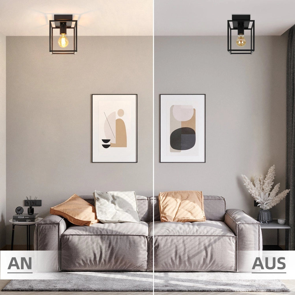 ZMH Lampada da soffitto industriale retrò nera 40W per camera da letto soggiorno corridoio cucina sala da pranzo