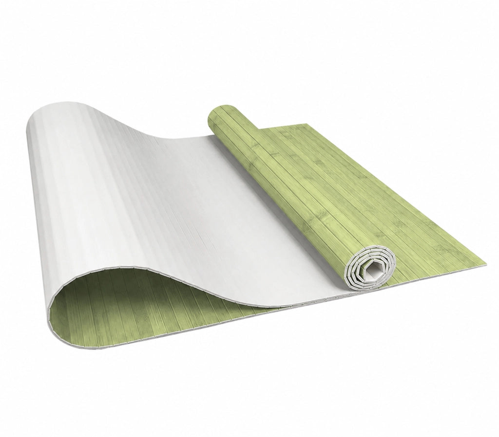 Tappeto Passatoia In Vero Bamboo Tappeto Cucina Ingresso In Legno Antiscivolo Aderente Lavabile E Antimacchia Tagliabile  Verde Lime - 50x400 cm