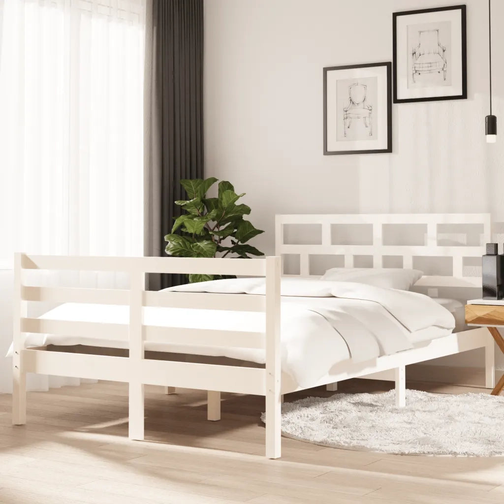 Giroletto-Struttura Letto Bianco in Legno Massello di Pino 120x200 cm 637825