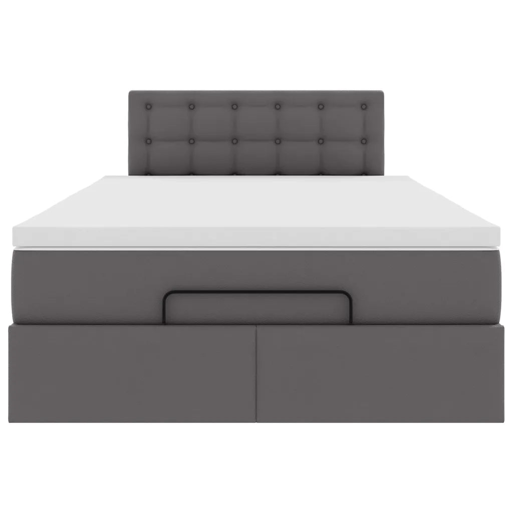 Struttura Letto Pouf con Materasso Grigio 120x200 cm Similpelle 3312150