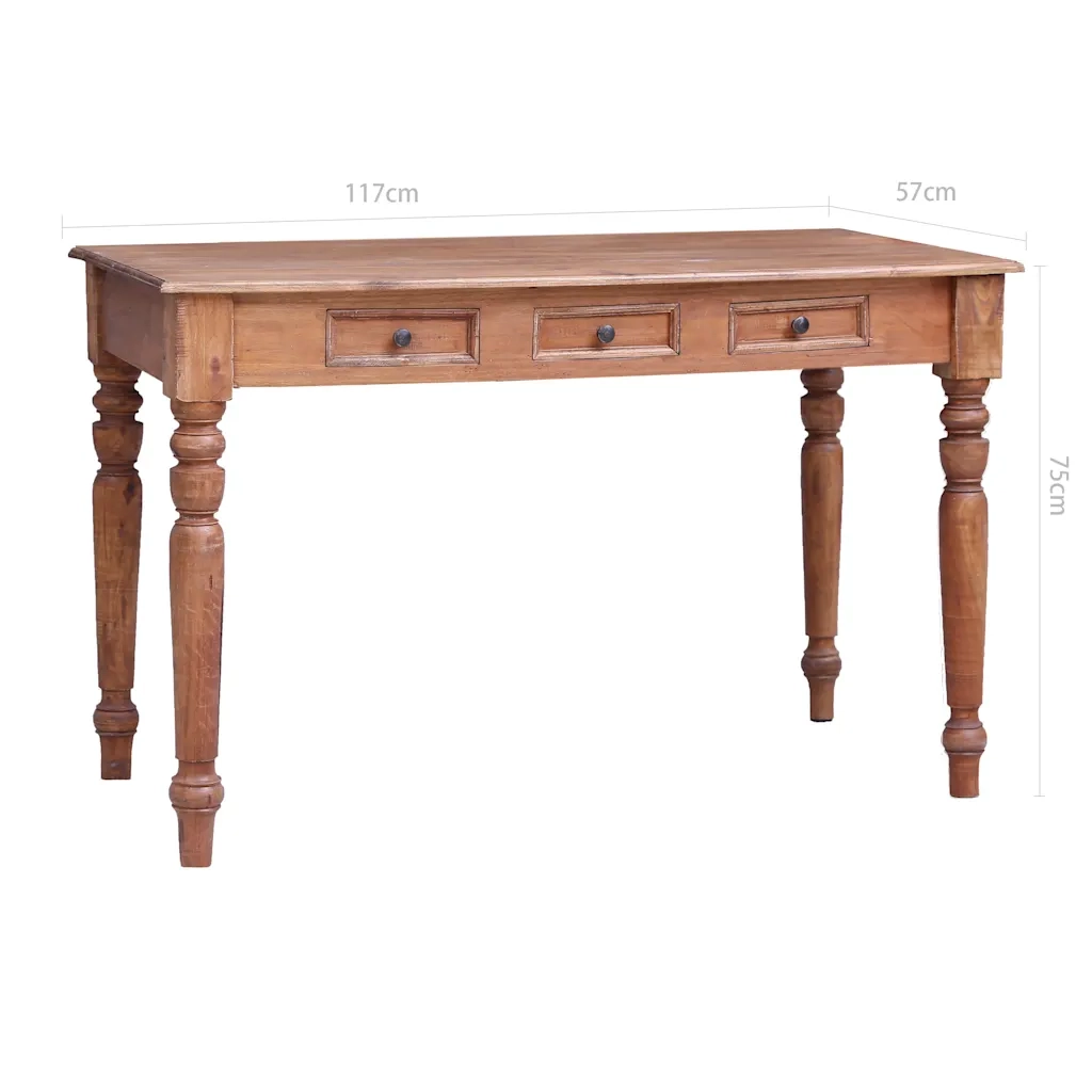 Scrivania con Cassetti 117x57x75 cm in Legno Massello di Mogano