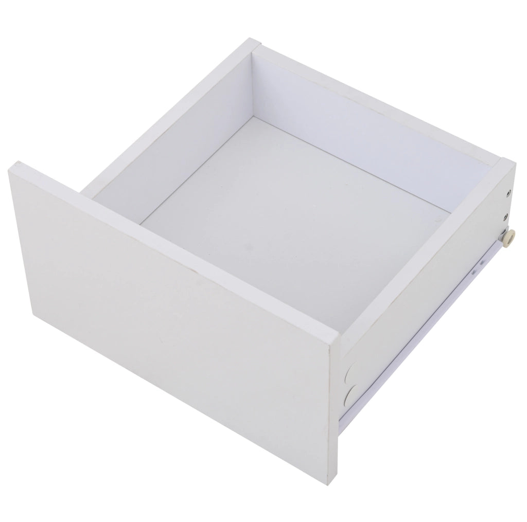 Tavolino da salotto cubico 70 x 70 x 40 cm bianco lucido con LED e 4 cassetti