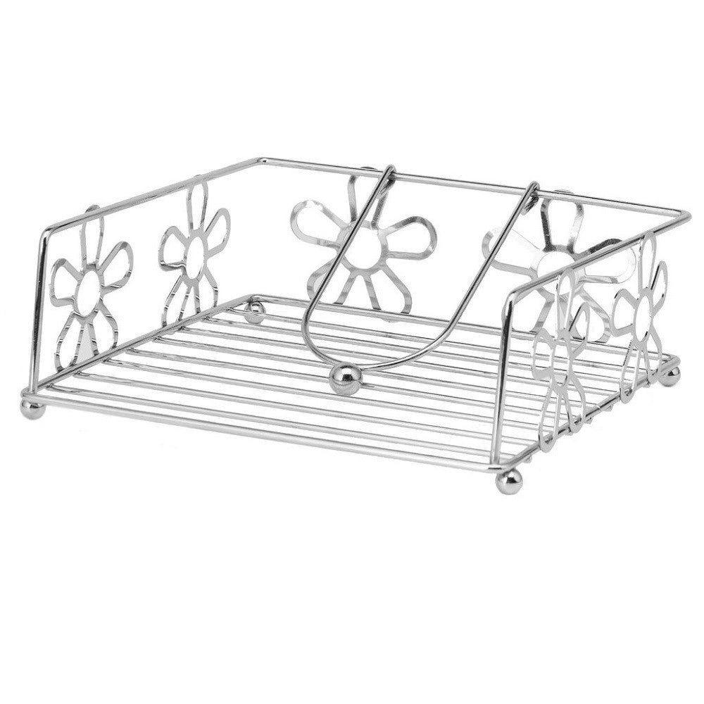 Trade Shop - Portatovaglioli Porta Tovaglioli Da Tavola Cucina Metallo Cromato Fiori 640727 -