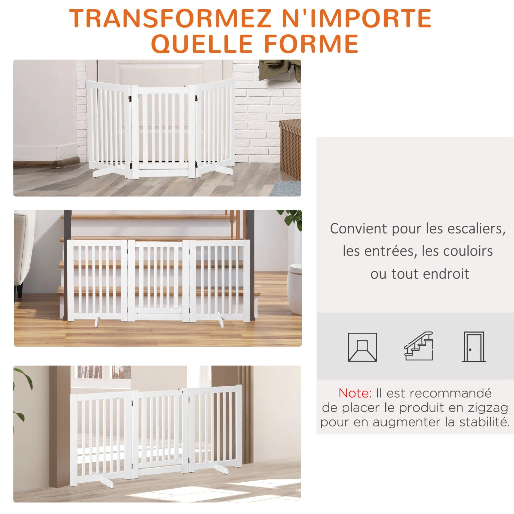 Barriera per Cani Modulare Pieghevole ¨C zephmum ¨C 155x35,5x76 cm MDF Bianco