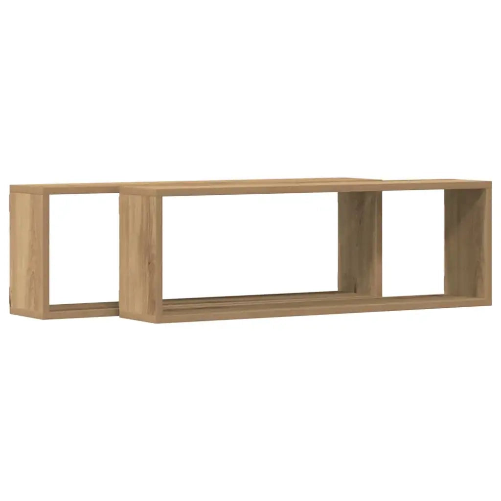 2 pz Scaffali da Parete | Mensola sospesa Rovere Artigianale 80 x 15 x 26 cm