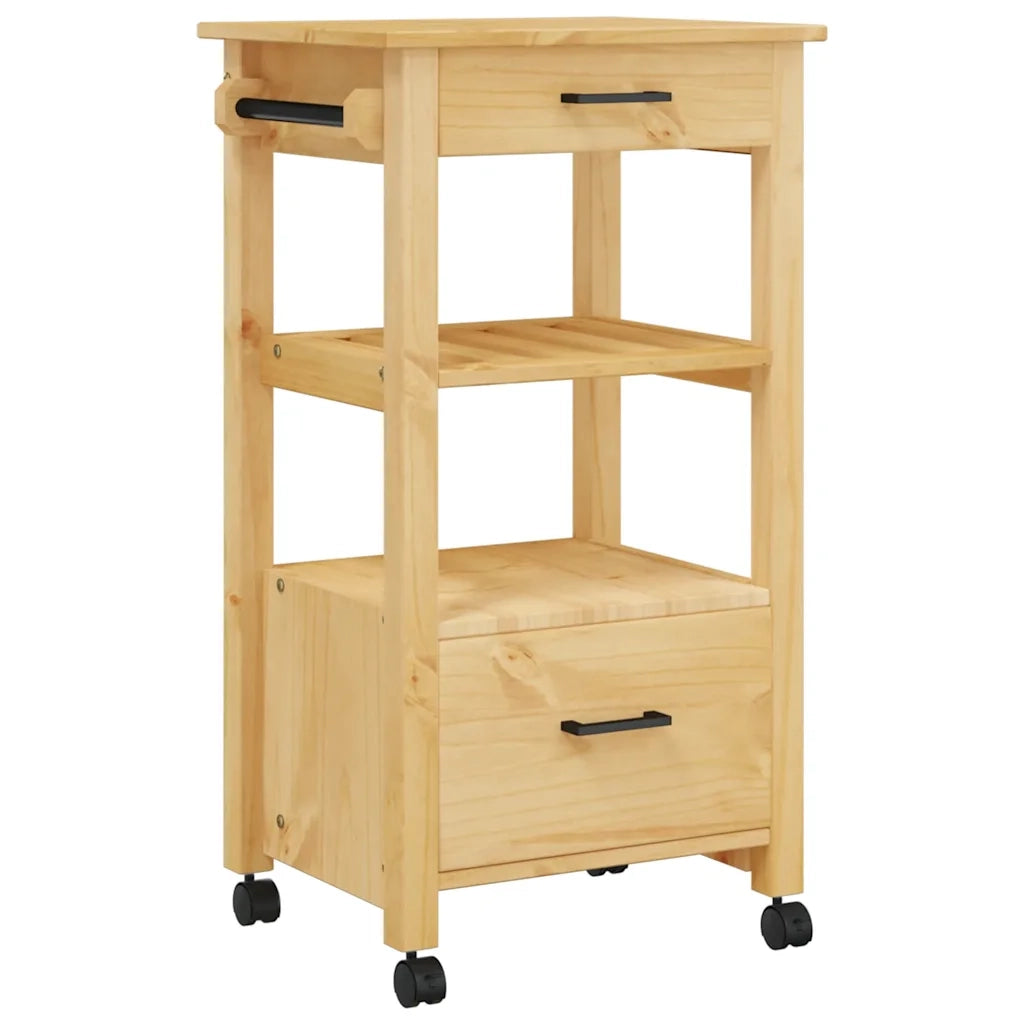 Carrello da Cucina-Scaffale per Cucina MONZA 48x40x88,5 cm in Legno Massello di Pino 621324