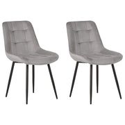 Set di 2 sedie da pranzo in velluto grigio gambe in acciaio Nero sedie moderne imbottite