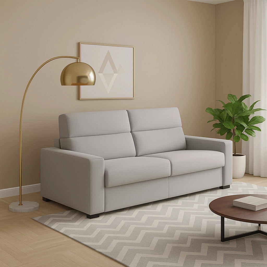 Letino, Divano Fisso 2 Posti Sfoderabile Made in Italy, 200x95x100h cm Grigio