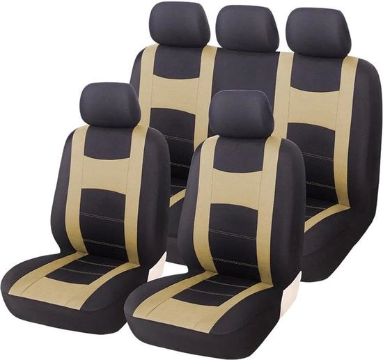 Set di 9 coperture per sedili - completo set di coperture per sedili classici - protezione per sedili - coperture per sedili set - beige.