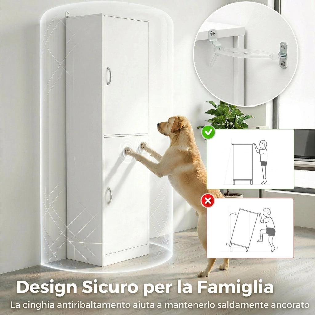 Libreria Alta 180 cm. moderna scaffalatura 5 ripiani regolabili per camera o studio.