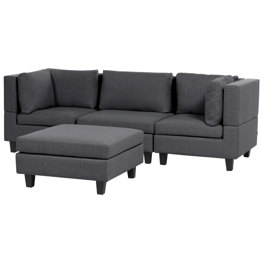 Divano Componibile Rivestito In Tessuto grigio scuro 3 Posti stile moderno