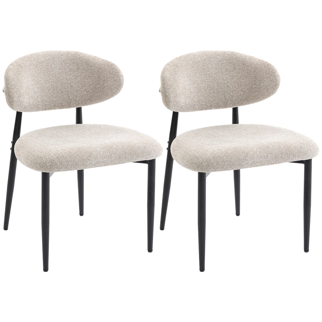 Sedia da pranzo imbottita ¨C Zephmum ¨C Beige, gambe in metallo