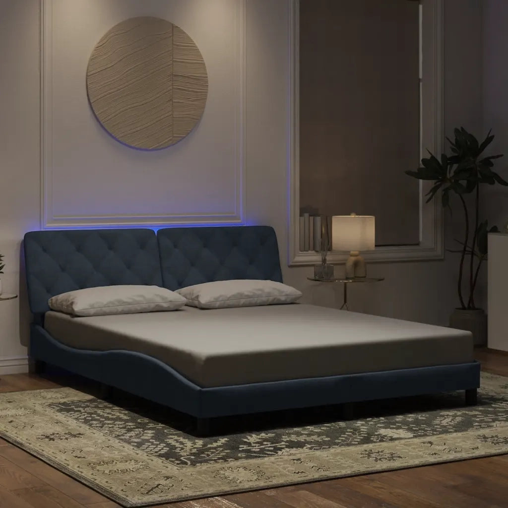 Giroletto con LED senza Materasso Grigio Scuro 160x200 cm in Velluto 3213862