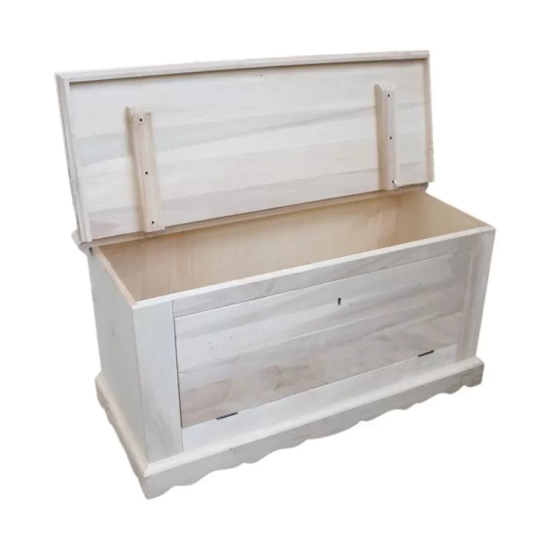 Cassapanca doppia apertura classica in legno grezza l.100 p.43 h.50 (716) - Mobili 2G
