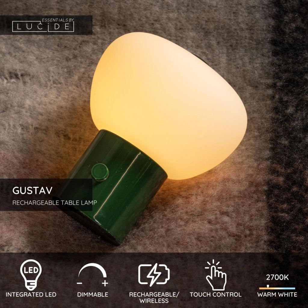 Lampada da tavolo GUSTAV verde vetro LED Lucide