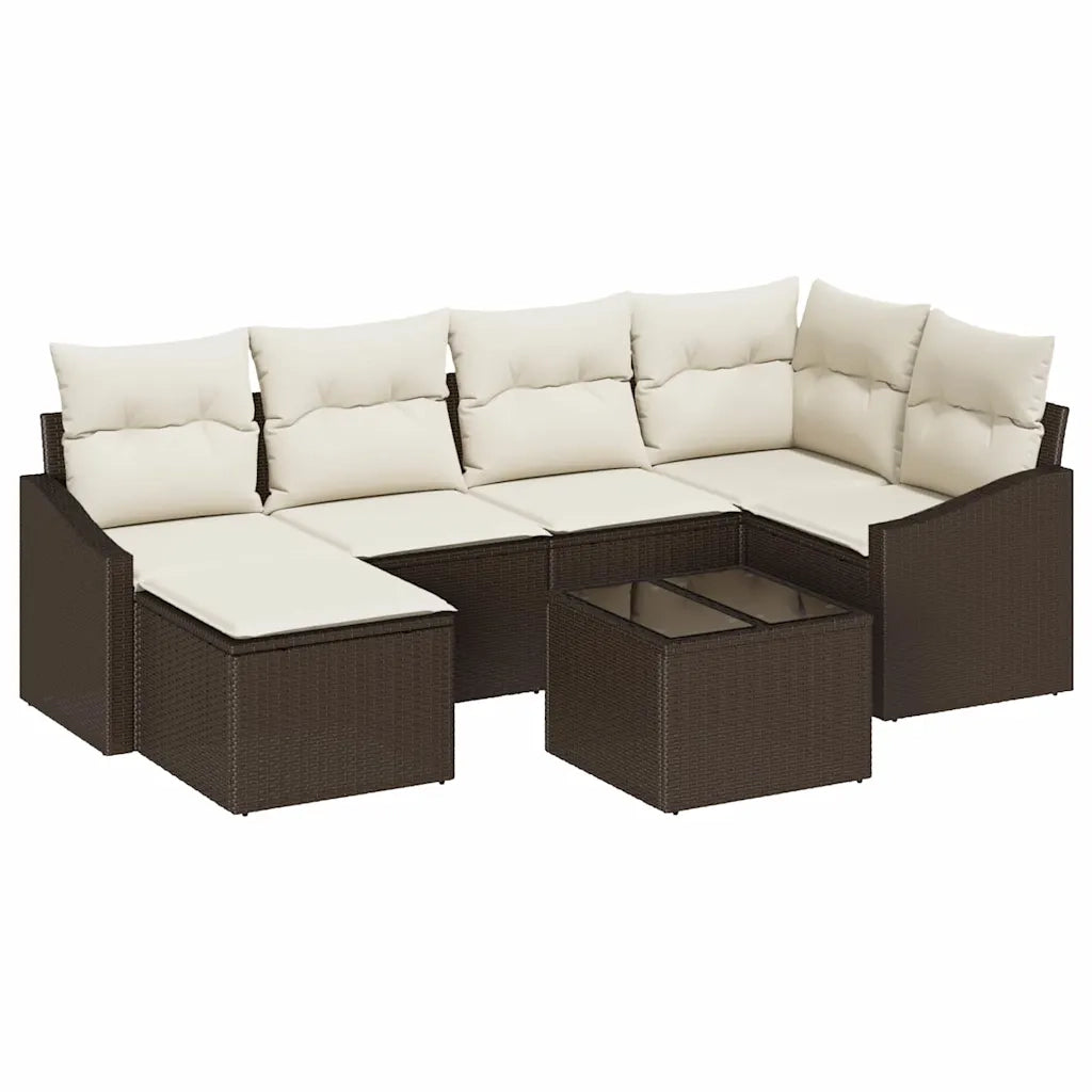 Set di divani con cuscino 7 pcs Marrone polyrattan 3346798