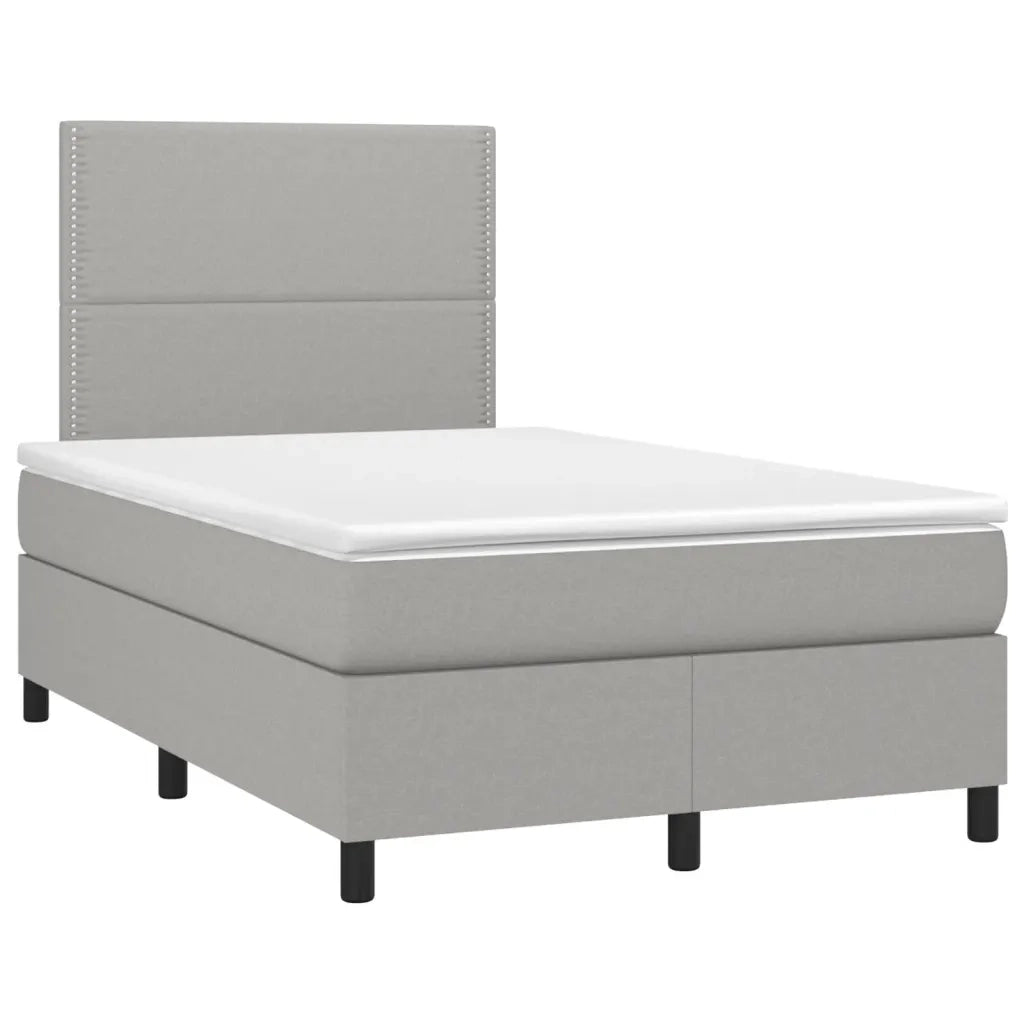 Giroletto a Molle con Materasso Grigio Chiaro 120x190cm Tessuto