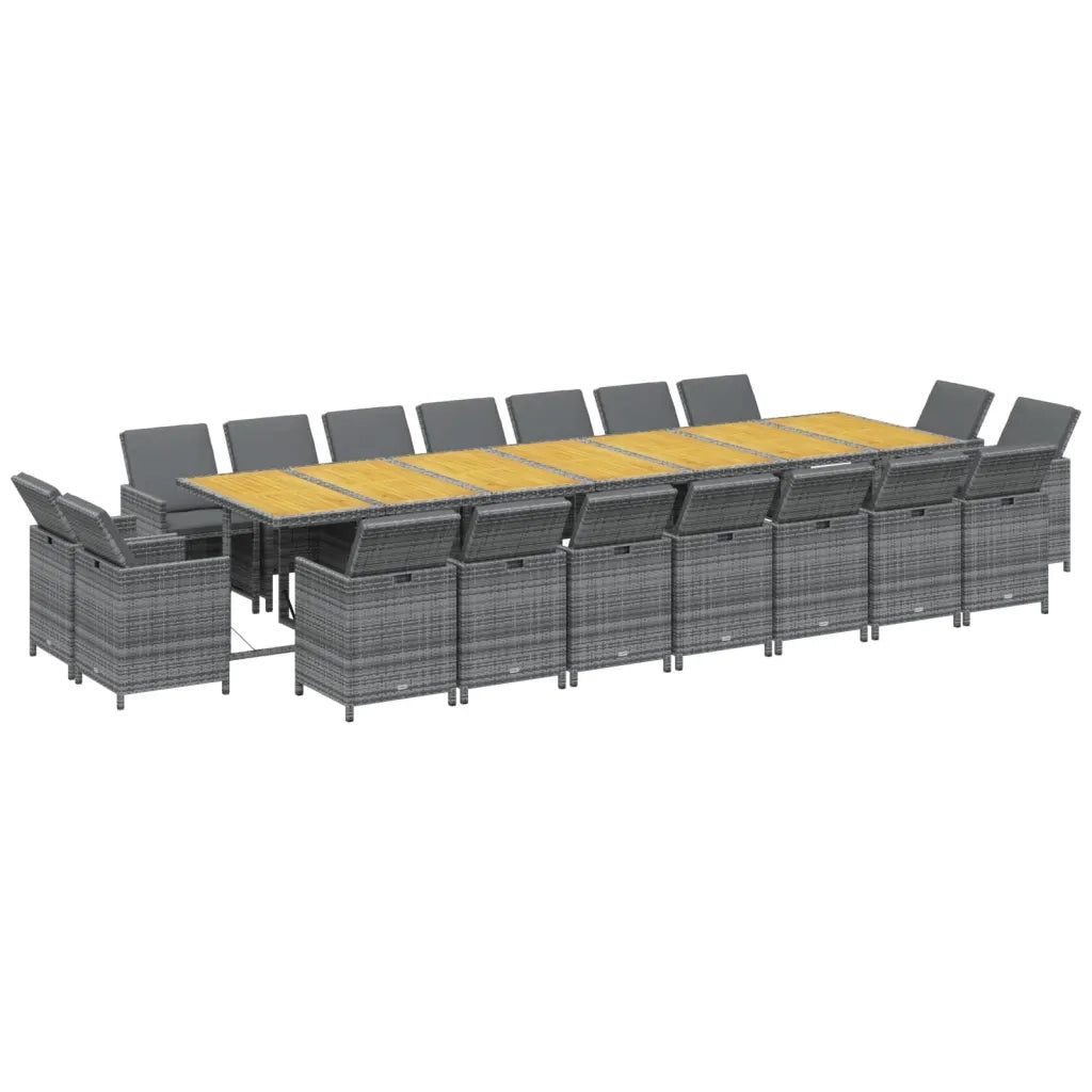 vidaXL Set da Pranzo per Giardino 19 pz con Cuscini Polyrattan Grigio