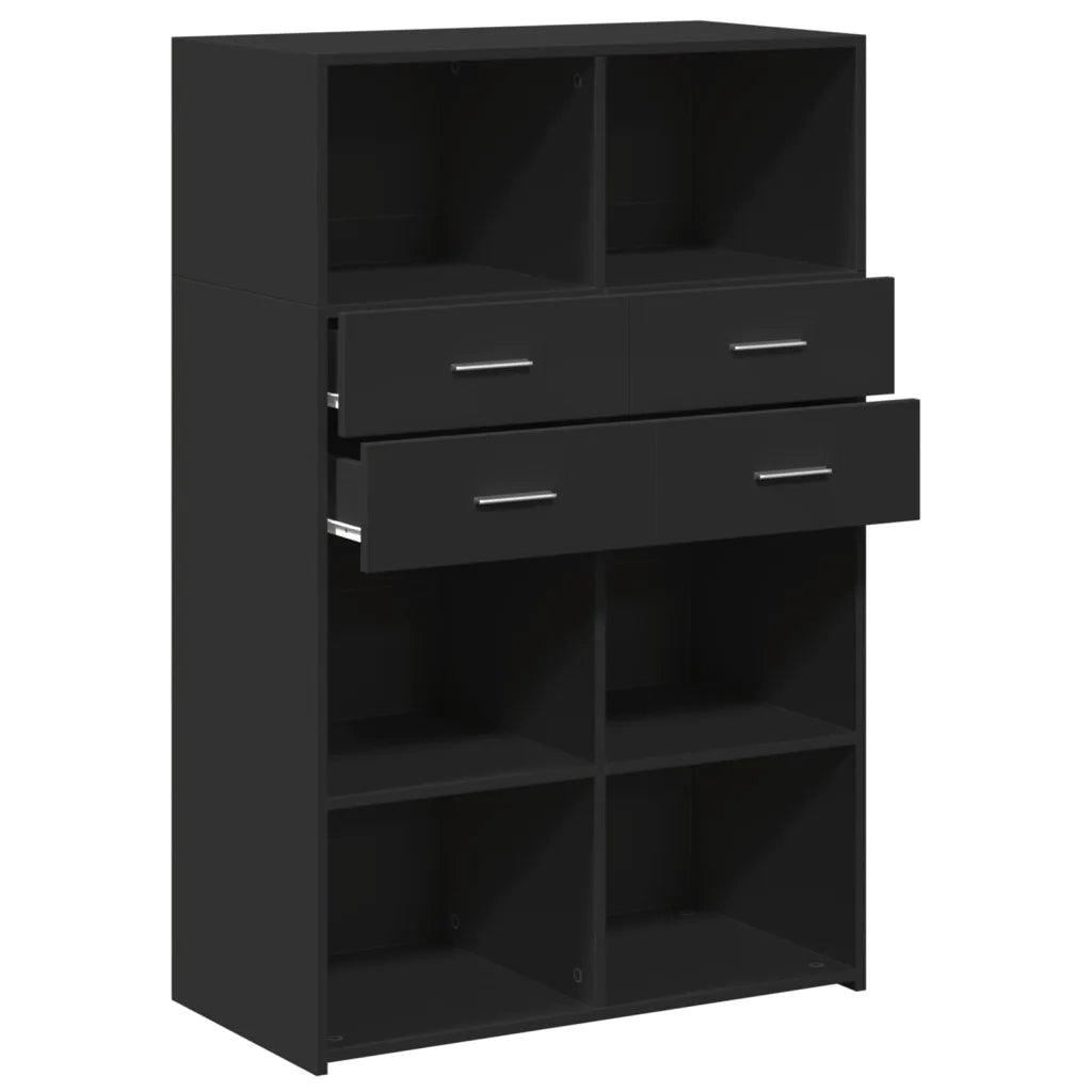 Credenza Nera 80x42,5x124 cm in Legno Multistrato 3281386