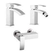 Set miscelatori doccia a incasso esterno lavabo e bidet in ottone cromato Mariani linea Marte