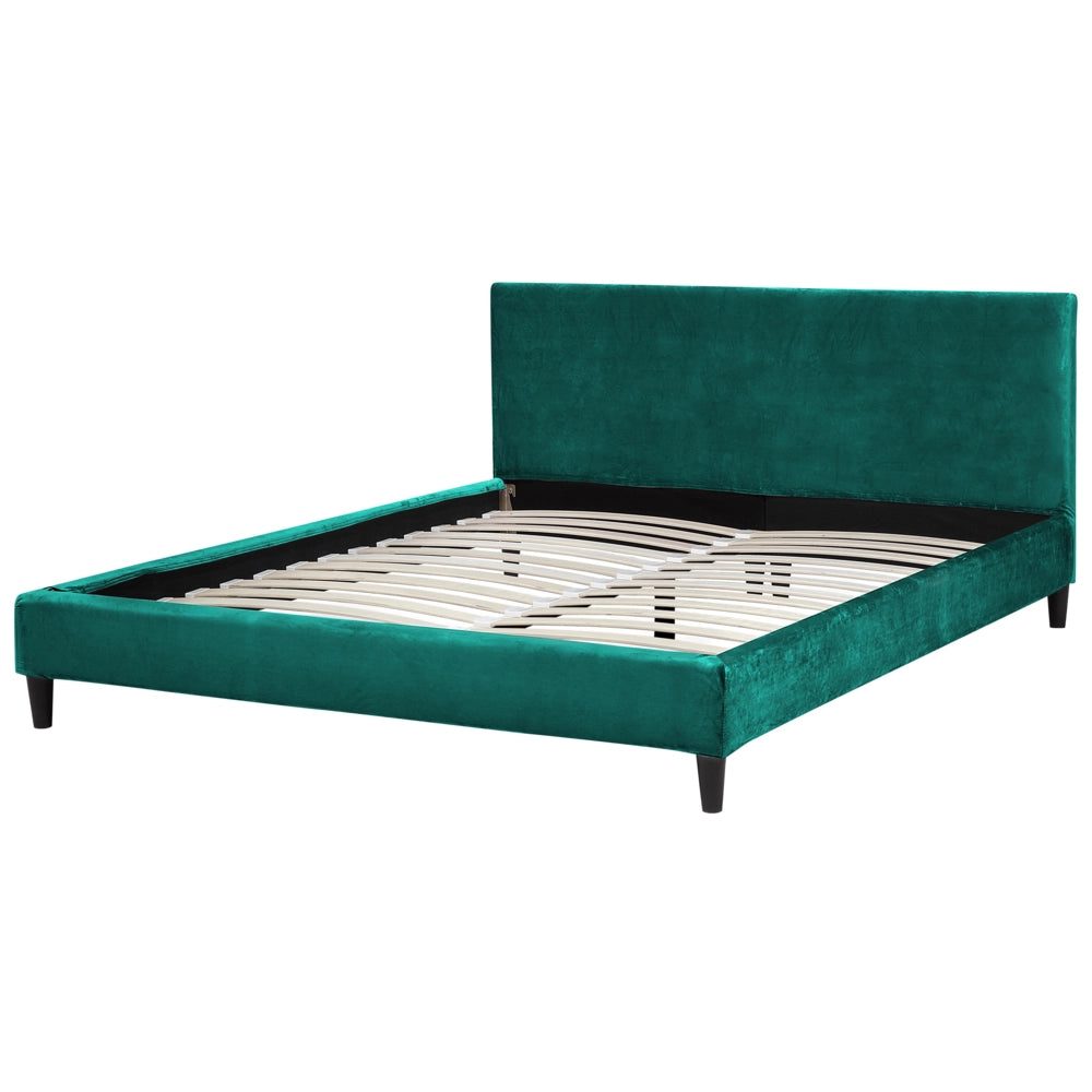 Letto 160 x 200 cm telaio a doghe in velluto grigio contemporaneo