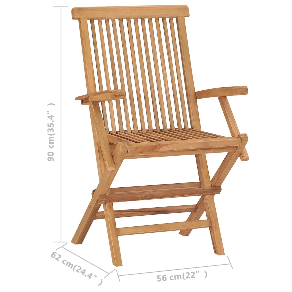 Sedie da Giardino Pieghevoli 3 pz | Sedie da Esterno in Legno Massello di Teak