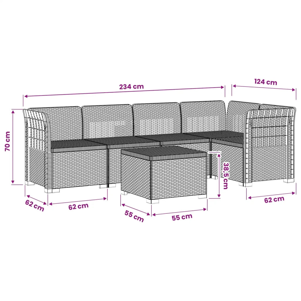 Divano da Giardino 5 Posti Stile Rattan PP Bianco 3444068