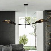 Lampada a sospensione Lotus in acciaio nero e oro