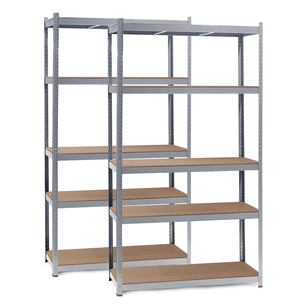 Set 2x Scaffali zincati a incastro per carichi pesanti 100x60x200cm 5 ripiani 200kg/piano
