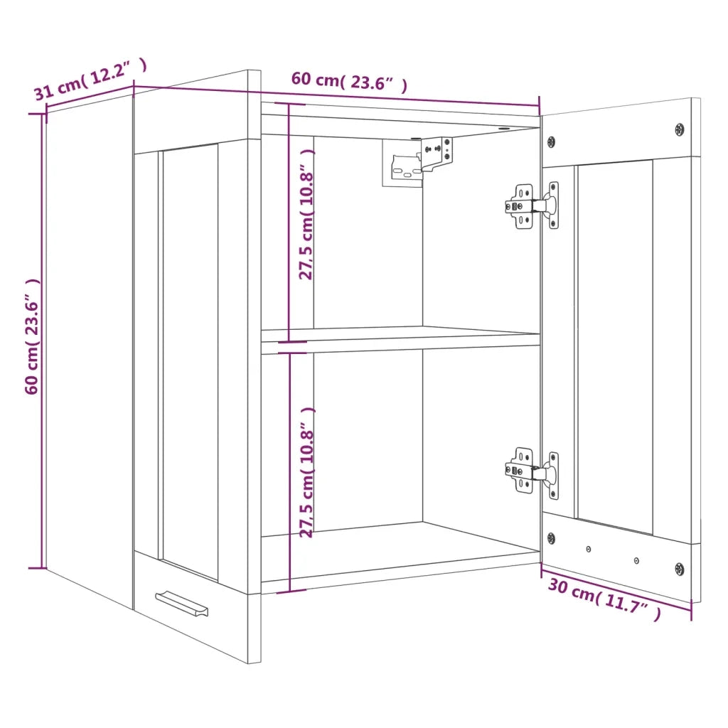Pensile in Vetro Rovere Fumo 60x31x60 cm Legno Multistrato cod mxl 73632