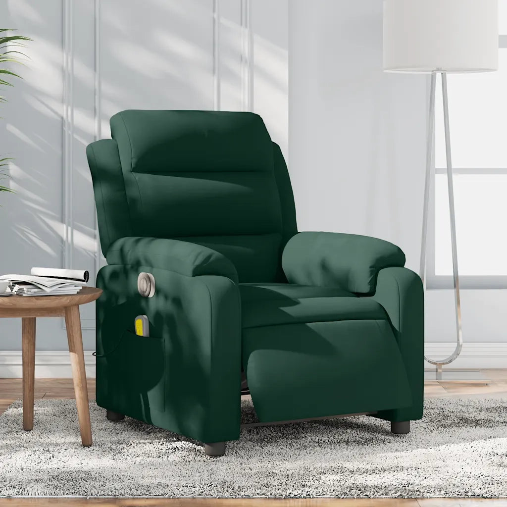 Divano Sedia-Poltrona Massaggiante Reclinabile Elettrica Verde Scuro Velluto 554033