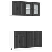 Set Armadio pensile | Mobili da Cucina 4 pz Lucca Neri Legno Multistrato