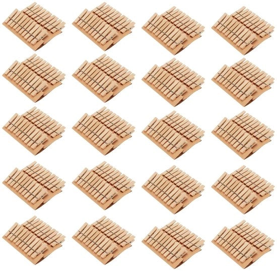 Set di Wasknijpers Mini in Legno - 400 pz - 3,5 x 0,7 cm - Decorazione Fai da Te - Grip Fidato - Materiale per Knutselen