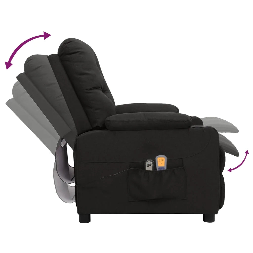 Poltrona Elettrica Massaggiante Reclinabile Nera in Tessuto cod mxl 32437