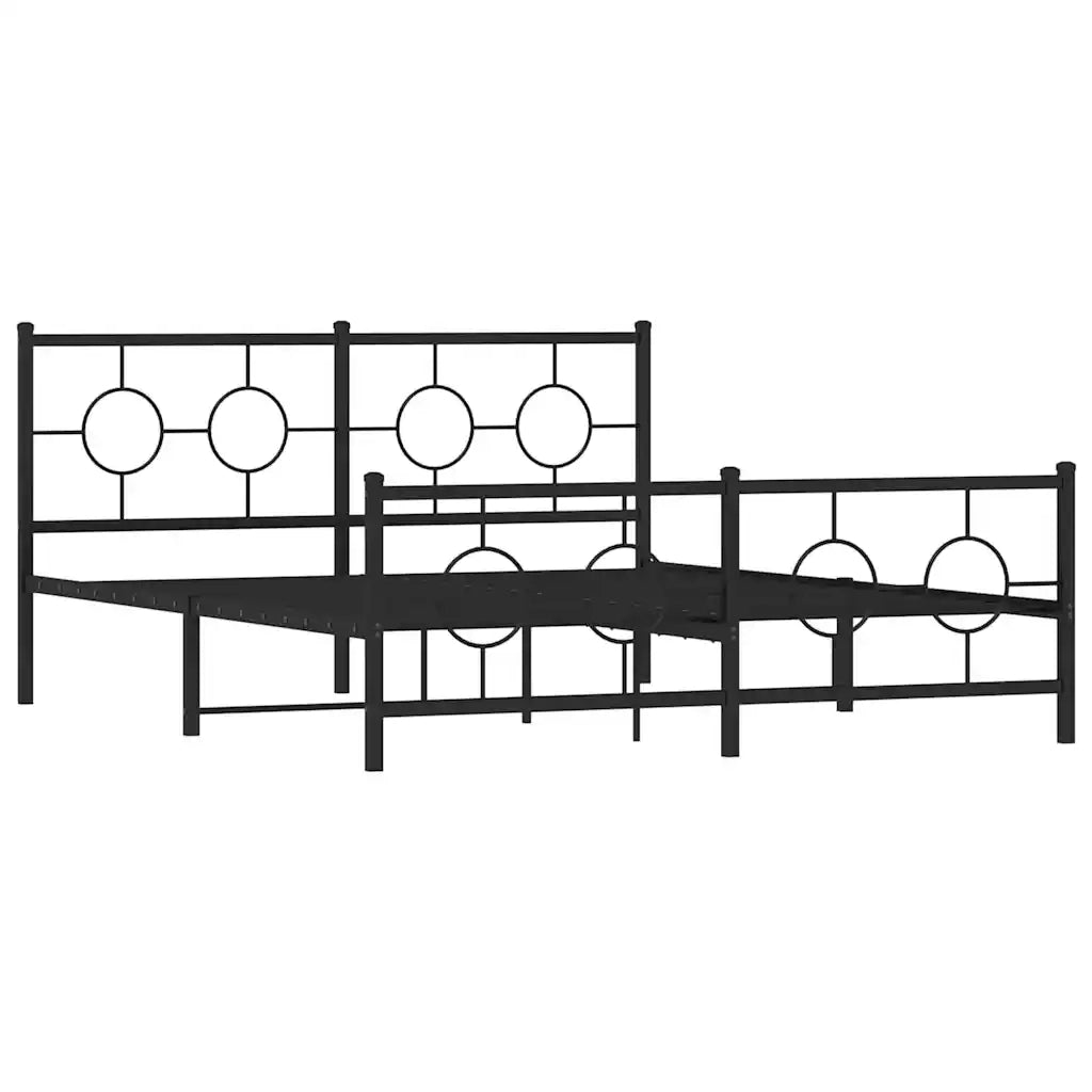 Giroletto con Testiera e Pediera-Struttura Letto Metallo Nero 150x200 cm 950638