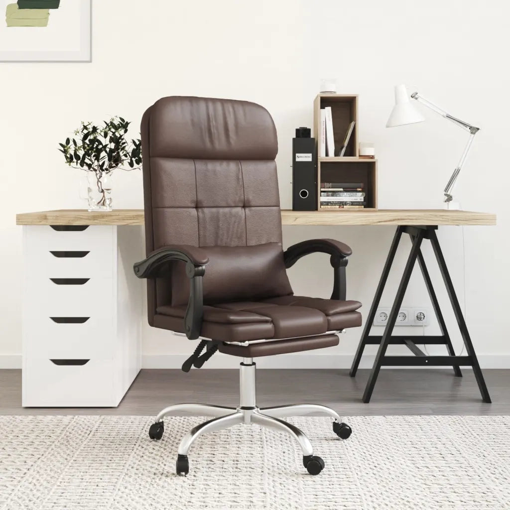 Poltrona da Ufficio Massaggiante | Sedia Relax Reclinabile marrone Similpelle