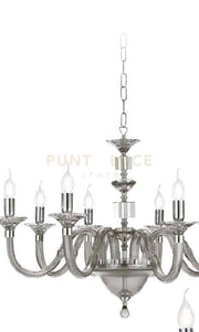 LAMPADARIO GALA 6 LUCI ATTACCO E14 FUME' E CROMO D.72CM