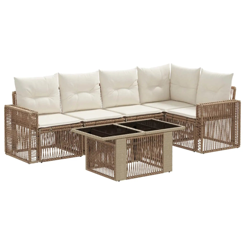 Set Divano da Giardino 6 pz Beige e Bianco Crema polyrattan 3436791